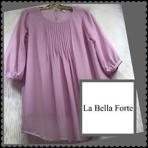 La Bella Forte Pink Large Maternity Pleated Blouse